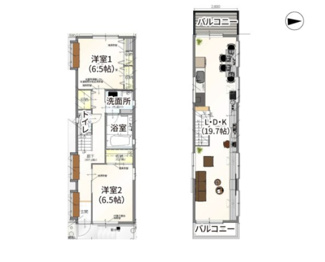 【間取り】 | 城陽市平川浜道裏　中古戸建 | 2LDK、土地面積88.02m2、建物面積81.79m2