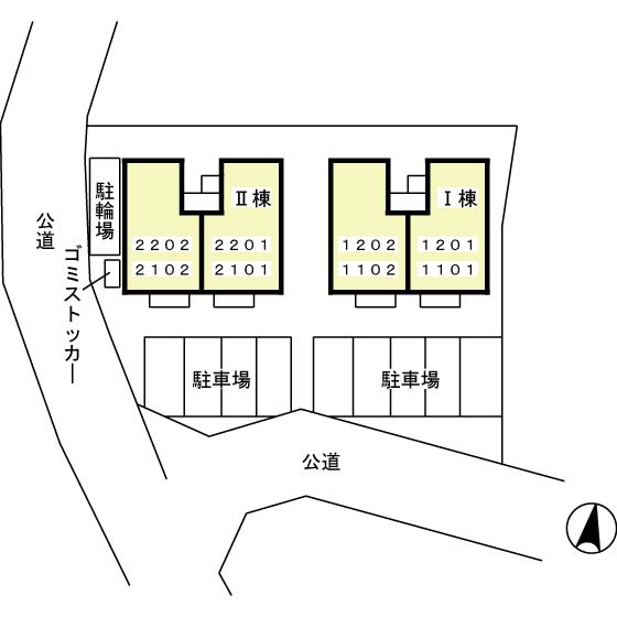 グランディハイツＩ・Ⅱの区画図