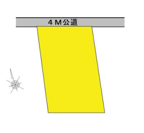 【区画図】 | 甲府市富士見町2丁目 建築条件なし売地 整形地 敷地71坪 | 接道 北4ｍ 間口 12.5ｍ