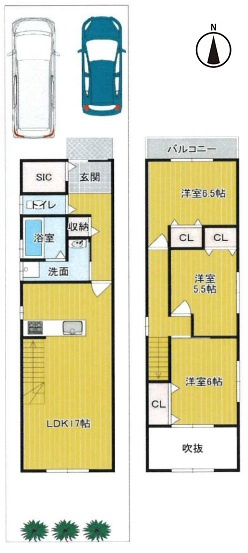 【土地図】 | K11732-1号地上賀茂 | 1階：約45.36㎡、2階：38.88㎡、延床：約84.24㎡