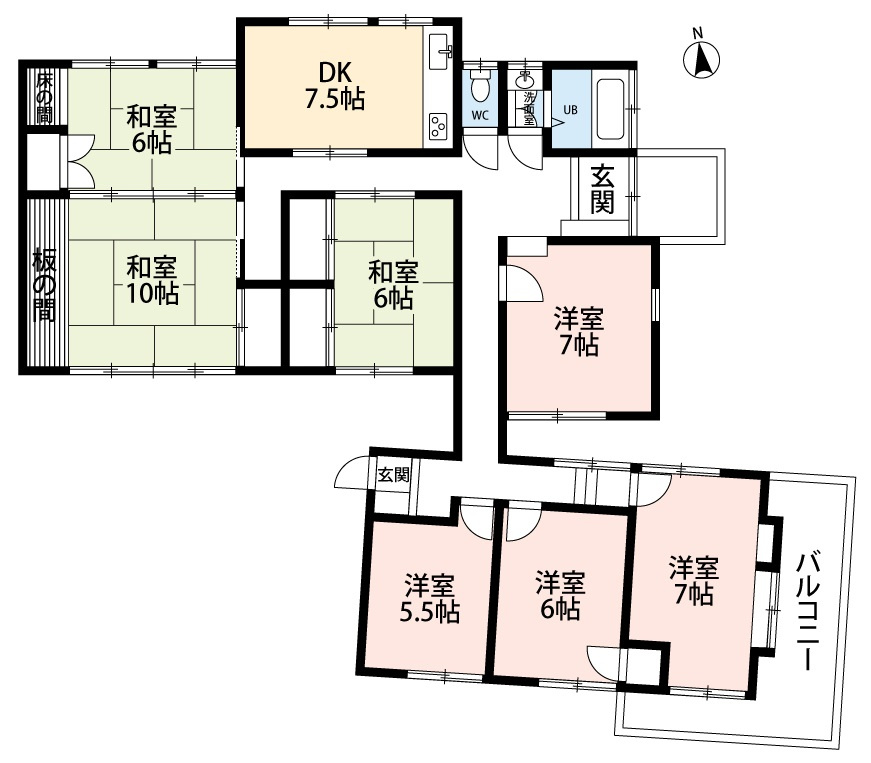 小牧市大字林　中古戸建の間取り|広々！7DK