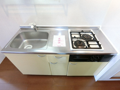 ２口コンロ・グリル付で料理の幅も広がります♪