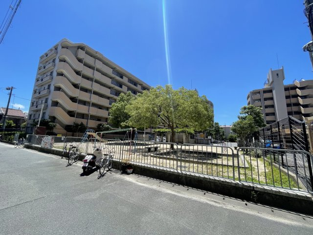 近鉄『伏見』駅まで徒歩１１分＆３沿線利用ＯＫ☆家事動線良好の３ＬＤＫ☆ディオ・フェルティ丹波橋左芳館の外観|マンション前の公園