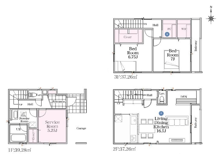 熱田区三番町　新築戸建　５号棟の間取り|間取図　※図面と現況が異なる場合は現況優先といたします。