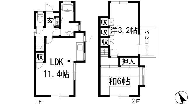 【間取り】 | 萩原3丁目戸建