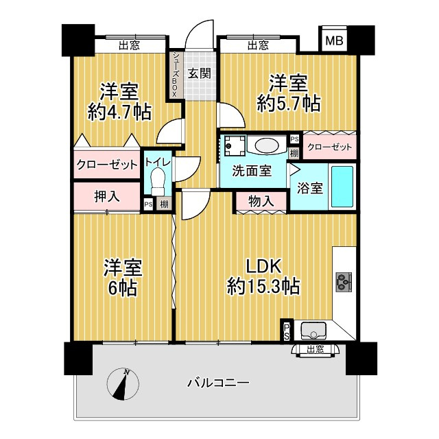 ジュネス泉佐野パセオ　分譲賃貸の間取り
