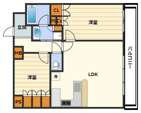 リーガル西天満Ⅱの間取り