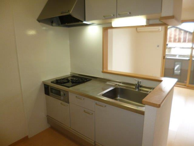 ソレイユ水江のキッチン|２口ガスコンロ付きシステムキッチン