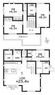 【間取り】 | 南アルプス市在家塚 Ｈ24年セキスイハイム施工 オール電化中古 | 4ＬＤＫ　ＬＤＫ広々25.4帖　119.23ｍ2　是非一度ご見学にいらして下さい。