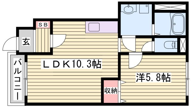 明石市二見町東二見のアパートの間取り