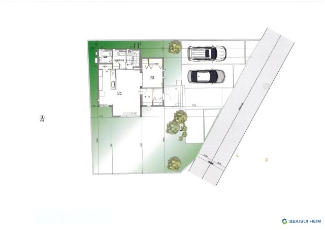 堀工町５区画　大規模集落地（購入条件有）の土地図＋建物プラン例