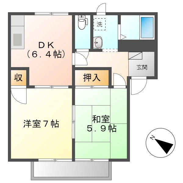 フレグランスまほろばＡの間取り