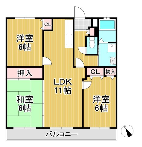 タモンズハートビレッジB棟の間取り