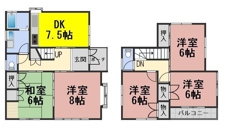 ６２８２４　岐阜市長良福光中古戸建ての間取り