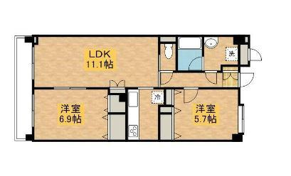 川崎市多摩区中野島５丁目の賃貸マンションの間取り