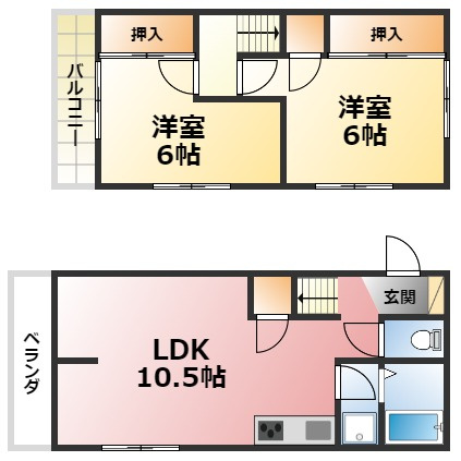 浦風町テラスハウスの間取り