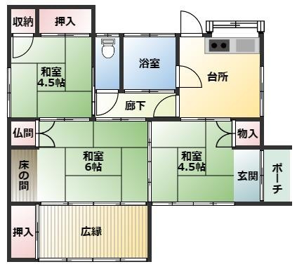 都城市鷹尾５丁目の中古一戸建の間取り