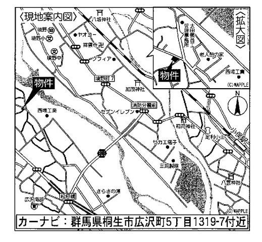 桐生市広沢町５丁目　新築戸建の地図