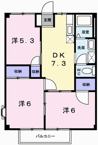 玲巧－ハイツ２の間取り