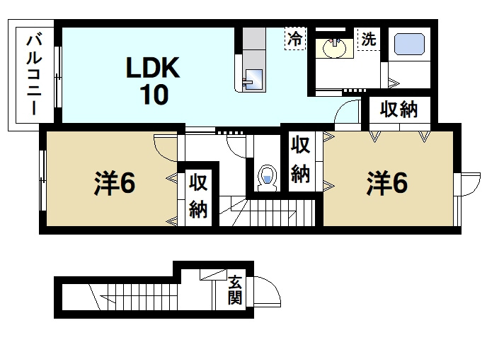 プリベ　ドゥースの間取り|2LDK