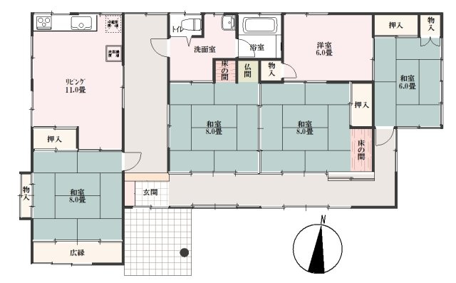 山武郡横芝光町篠本　平家中古戸建の間取り|図面と現況に相違がある場合、現況を優先致します。