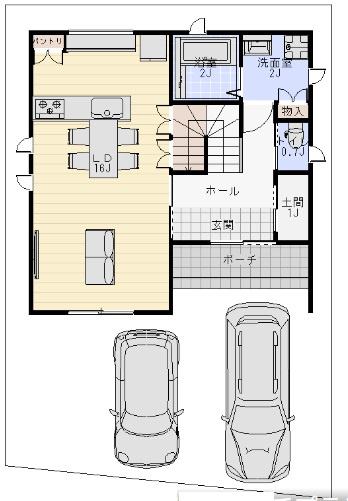 朝倉丙　Ｇ号地　建築条件付き　売土地の土地図|プラン例　間取り　1Ｆ