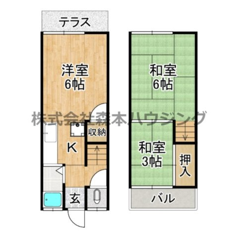 【間取り】 | 　大東市北条6丁目16テラス