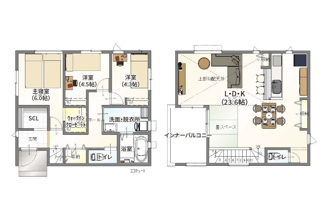 【参考プラン】 | 宇治市木幡北山畑　2区画A号地　売土地　建築条件付き | 自由設計になりますので設計士と直接お話していただきオンリーワンのおうちづくりが可能です！需要の多いランドリールームも実現可能です。一緒に楽しくお家づくりをしていきましょう！