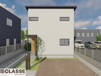 【外観パース】 | 宇治市木幡北山畑　2区画A号地　売土地　建築条件付き | 弊社標準仕様（アトリエスタイルハウス仕様）では、耐震等級3相当が標準です。間取りにもよりますので、設計士に確認しながら、ご希望の間取りとの兼ね合いで考えていきましょう。