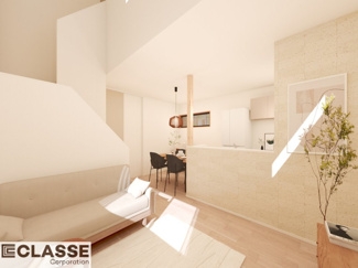 【完成予想図】 | 宇治市木幡北山畑　2区画A号地　売土地　建築条件付き | アトリエスタイルハウス仕様の窓はペアガラス、サッシはアルミ×樹脂複合のハイブリットサッシを採用。ガラスの間には断熱性の高いアルゴンガスを充填しておりますので、より断熱性能が高まる仕様になっております。