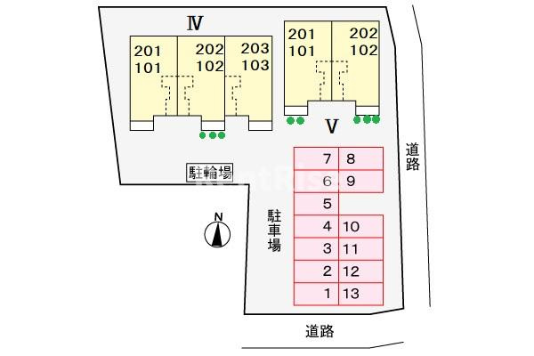 アドーラ木曽川　Ⅴの区画図|駐車場