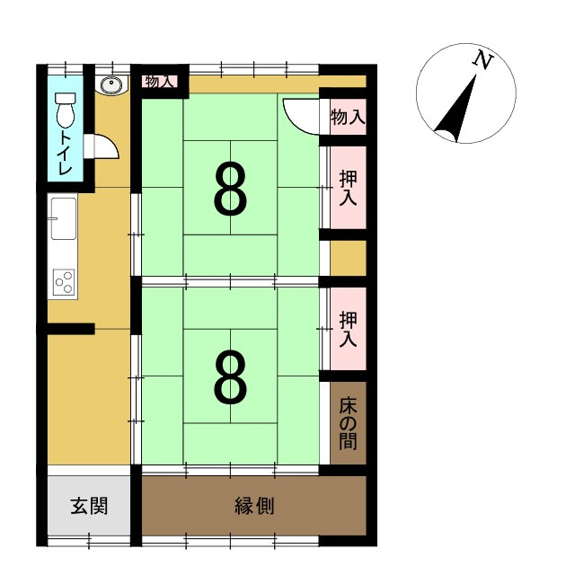 日高町祢布　中古戸建　2DKの間取り