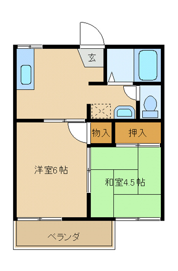 【間取り】 | エコーハイツ宮崎 | ２K