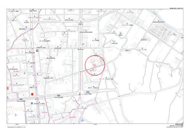 上塩冶町　建築条件無し土地　南西角地　約94坪‼の地図
