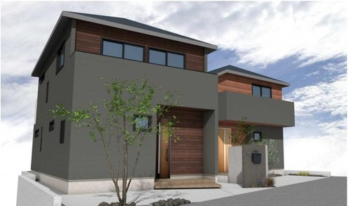 【横浜市旭区笹野台２丁目13-11全３棟新築戸建てB号棟】★仲介手数料無料★（笹野台小学校・希望ヶ丘中学校）の外観パース|建物完成予想図です