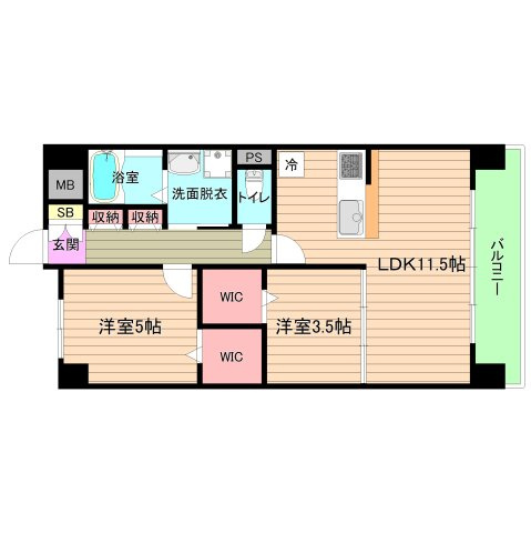 大阪市城東区中央３丁目の賃貸マンションの間取り
