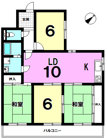 メゾン千代田の間取り|南東角住戸につき陽当たり良好！