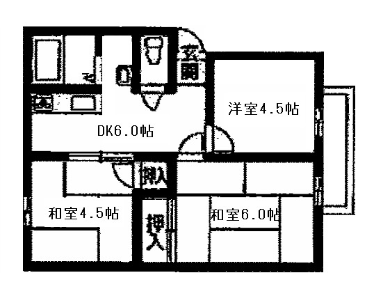 姫路市飾磨区中島のハイツの間取り