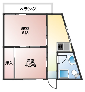 広々とした３点ユニットのついた２Kの物件になります。

