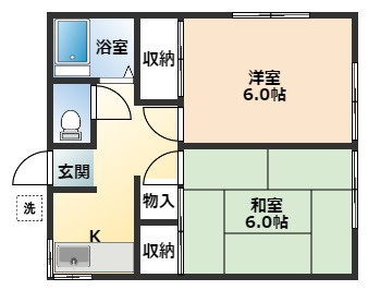 単身者様はもちろん、お二人入居にオススメ２DKの間取りです。