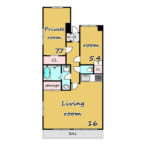 【間取り】 | グランパレスＴ・Ｓ | ★ネット無料★日当たり良好★追炊き★エアコン★角部屋★