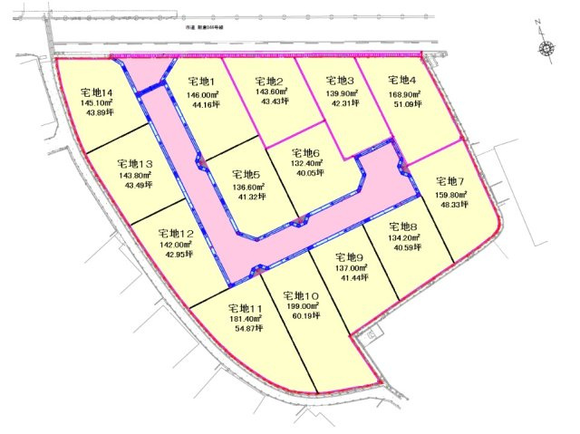 朝倉丙　5号地　建築条件付き　売土地（全14区画）の区画図|5号地