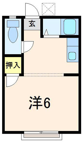 こーぽ・ふぃすとの間取り|6帖の洋室がある１Kです。