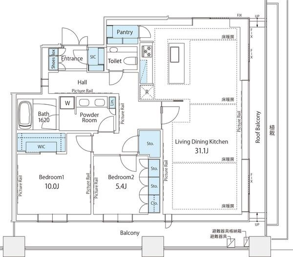 港区赤坂８丁目の賃貸マンションの間取り