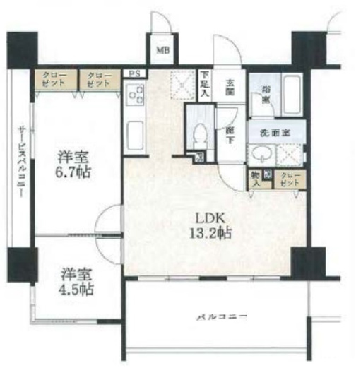 【間取り】 | ペルル加島 | 上層階・角部屋・オーナーチェンジ物件
