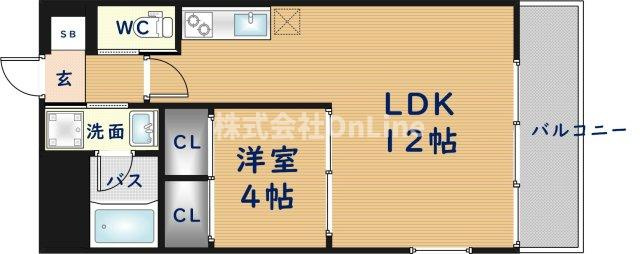 東大阪市下小阪５丁目の賃貸マンションの間取り