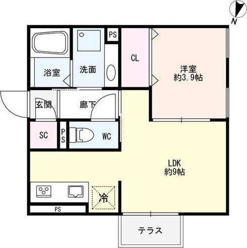 スカイコートB棟　　刈谷市近郊の賃貸はクラスホーム刈谷店の間取り