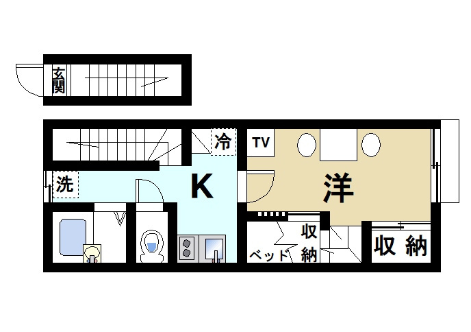 レオパレス悠の間取り|ワンルームの間取りです。