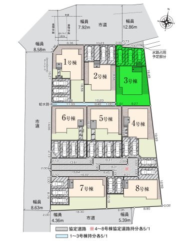 【区画図】 | いろどりアイタウン沼田市桜町23-P1ー③ | 沼田北小学校まで徒歩3分！
街並み揃った全8区画新築分譲です♪