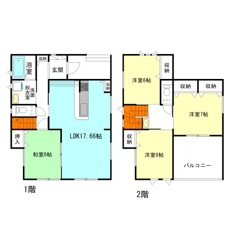 【間取り】 | いろどりアイタウン沼田市桜町23-P1ー③ | 全居室6帖以上の広々間取り！
ビルトイン食器洗浄乾燥機に備え付けカップボード完備！